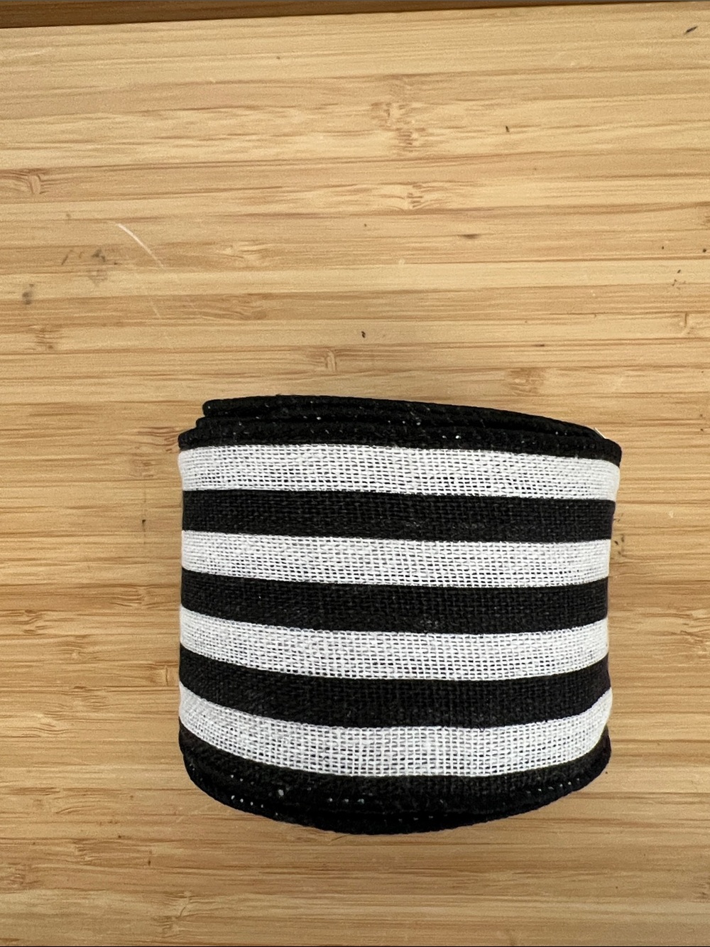 Black and White Striped Burlap Ribbon